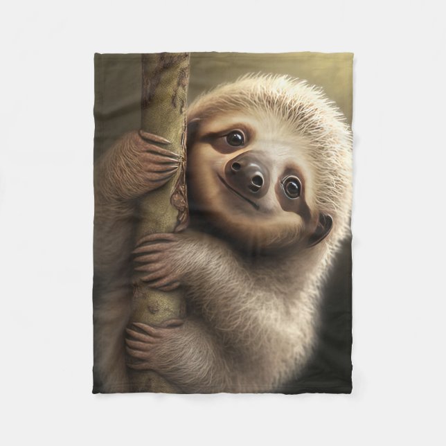 Couverture Polaire Bébé mignon Sloth Souriant Faune Nature Animal (Devant)