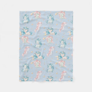 Couverture Polaire Bébé mignon Unicorn rose bleu pastel Nursery Child