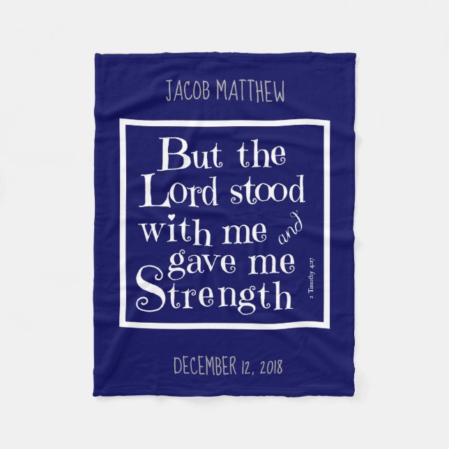 Couverture Polaire Bébé personnalisé, Verse de Timothy, bleu marine (Devant)