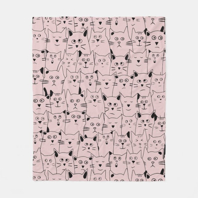 Couverture Polaire Bébé rose mignon Suspicious Kitties Chats Motif (Devant)