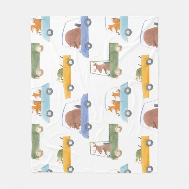 Couverture Polaire Bébés : motif d'aquarelle dessiné à la main. (Devant)