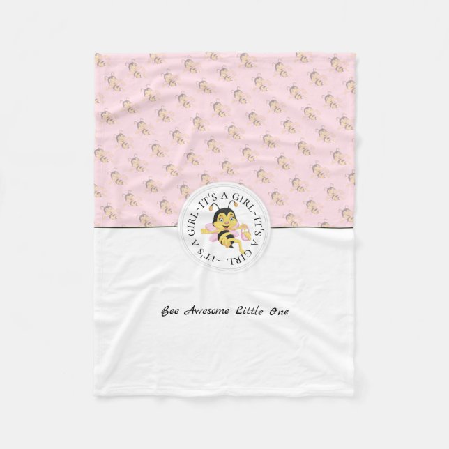 Couverture Polaire Bee Awesome Baby Girl | Personalized monogram (Devant)
