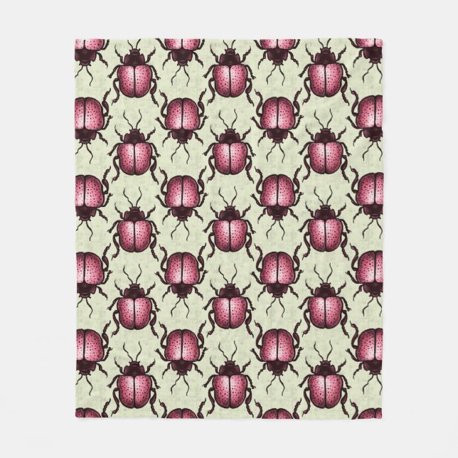 Couverture Polaire Beetle Rose Cute Bute Art - Insect Lover (Devant)