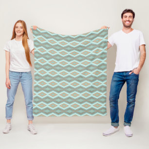Couverture Polaire Beige Aqua Turquoise Mint Green Art Carré