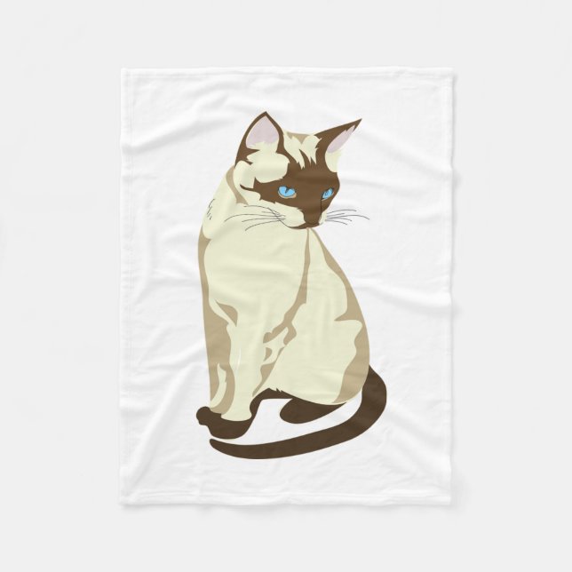 COUVERTURE POLAIRE BEIGE CUT ET CHAT BROWN AUX YEUX BLEUS (Devant)
