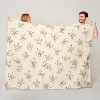 Couverture Polaire Beige Leaf Throw Blanket