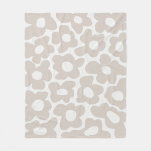 Couverture Polaire Beige Retro Super Baby Flowers Motif