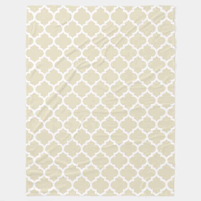 Couverture Polaire Beige White Moroccan Quatrefoil Pattern #5 (Devant)