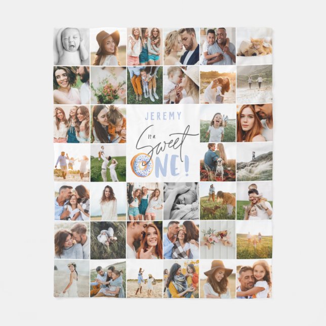 Couverture Polaire beignet sucré un 1er anniversaire multi photo flee (Devant)