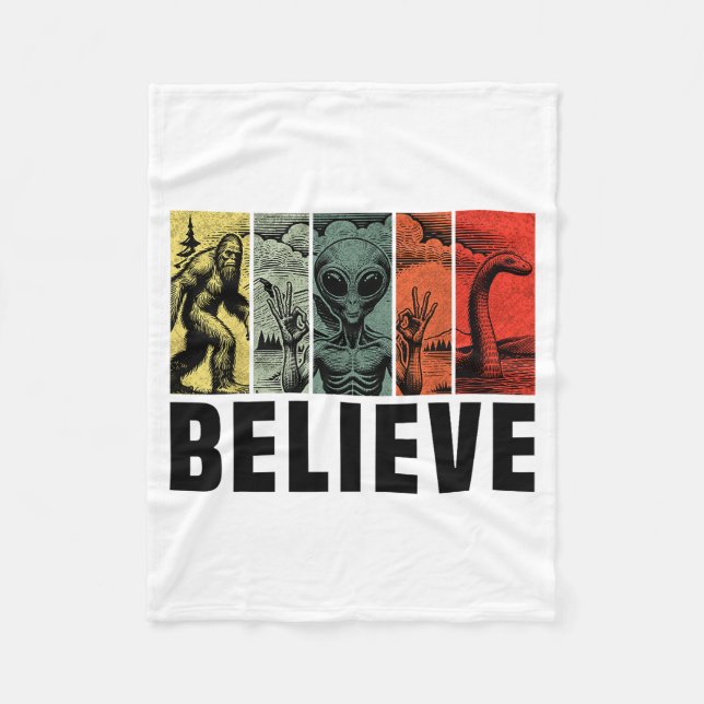 Couverture Polaire Believe Bigfoot Alien Loch Ness Monster Funny Retr (Devant)