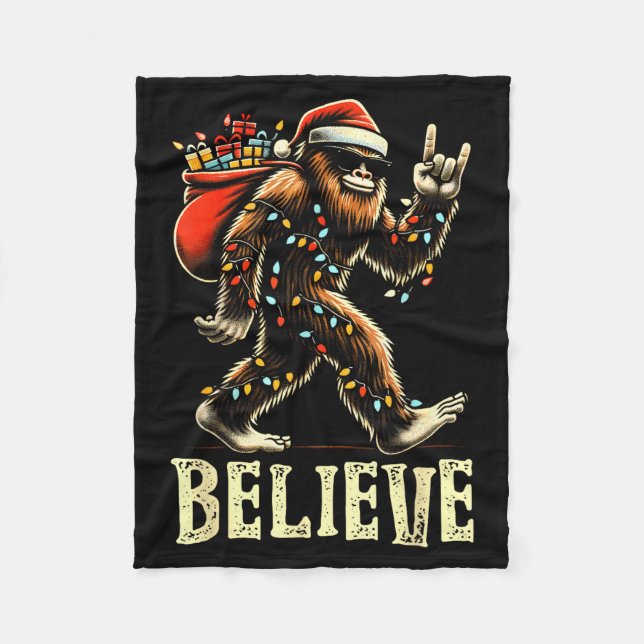 Couverture Polaire Believe Bigfoot Sasquatch Santa Reindeer Christmas (Devant)