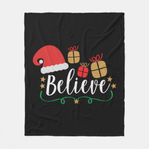 Couverture Polaire Believe - Christmas Believe, Santa Hat, Santa Hat,