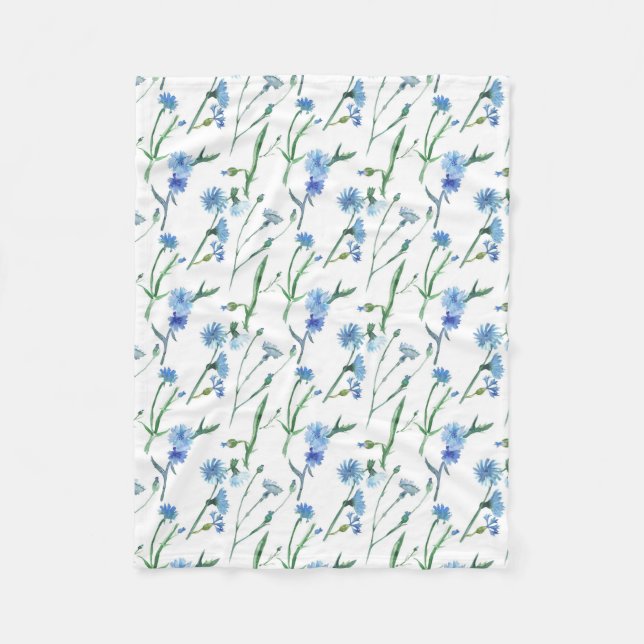 Couverture Polaire Belle aquarelle cornfleurs (Devant)