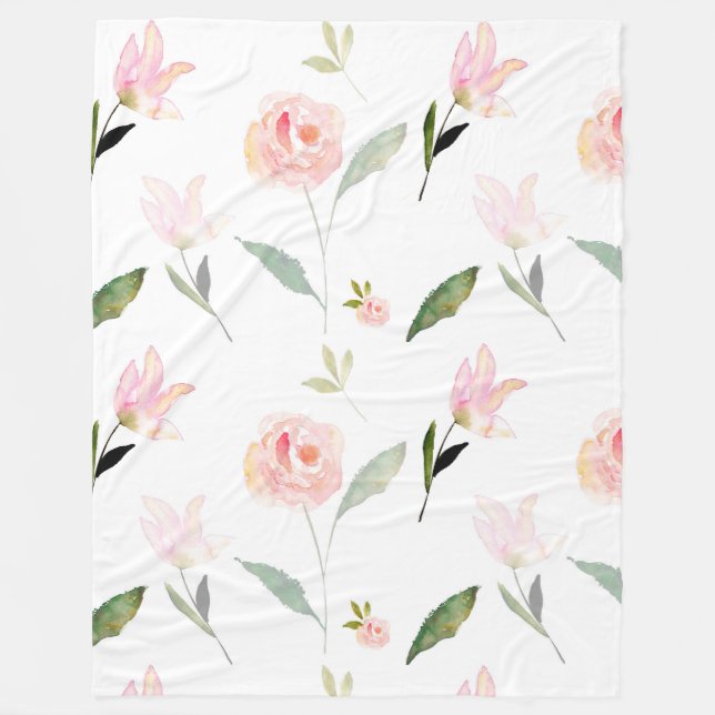 Couverture Polaire Belle aquarelle florale (Devant)