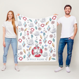 Couverture Polaire Belle aquarelle Nom du bateau nautique
