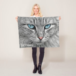 Couverture Polaire Belle Blue Eyed Gris et Chat blanc