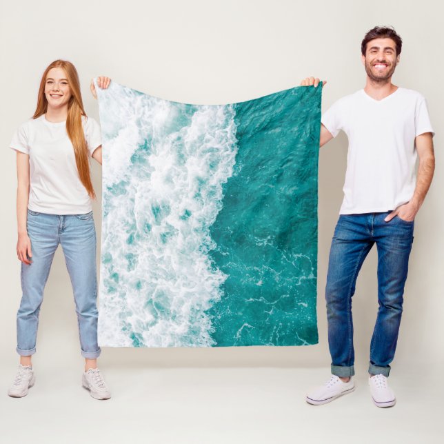 Couverture Polaire Belle Blue Ocean Beach Waves (En situation)