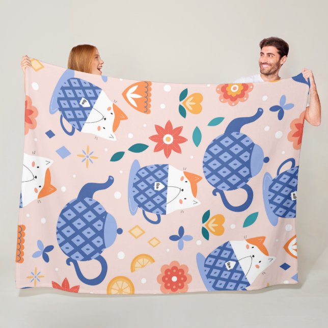 Couverture Polaire Belle caricature Chats Motif sans couture (En situation)