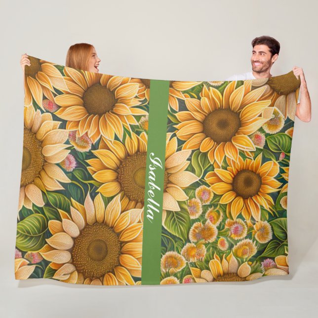 Couverture Polaire Belle collection de tournesol tendance (En situation)