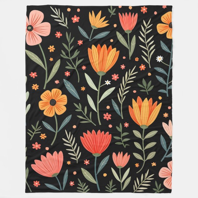 Couverture Polaire Belle collection florale vintage populaire (Devant)