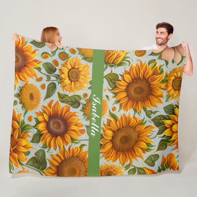 Couverture Polaire Belle collection moderne de tournesols (En situation)