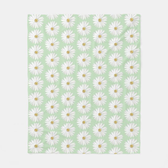 Couverture Polaire Belle fleur de marguerite sur fond vert clair (Devant)