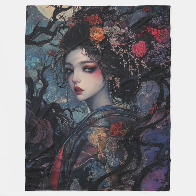 Couverture Polaire Belle Geisha gothique (Devant)