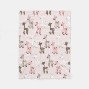 Couverture Polaire Belle girafe de roses pâles