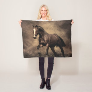 Couverture Polaire Belle housse de coussin de cheval brun