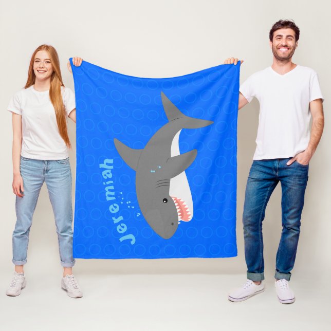 Couverture Polaire Belle illustration de joyeux dessin de requin blan (En situation)