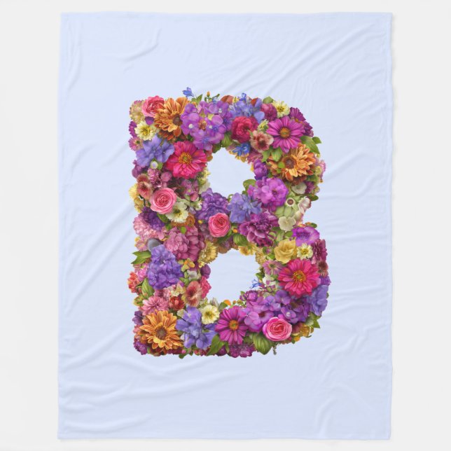 Couverture Polaire Belle Lettre B Floral Monogramme Blanket (Devant)