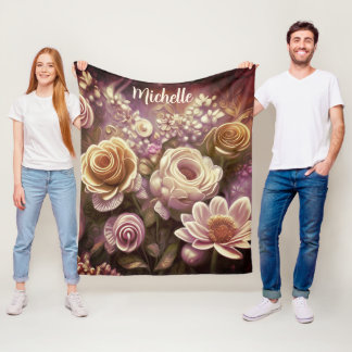Couverture Polaire Belle Motif à fleur acrylique polaire