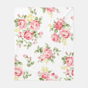 Couverture Polaire Belle motif de fleur rose, petite bouqu fleurie