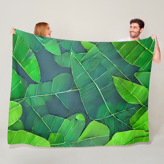 Couverture Polaire Belle Motif Feuille verte (En situation)