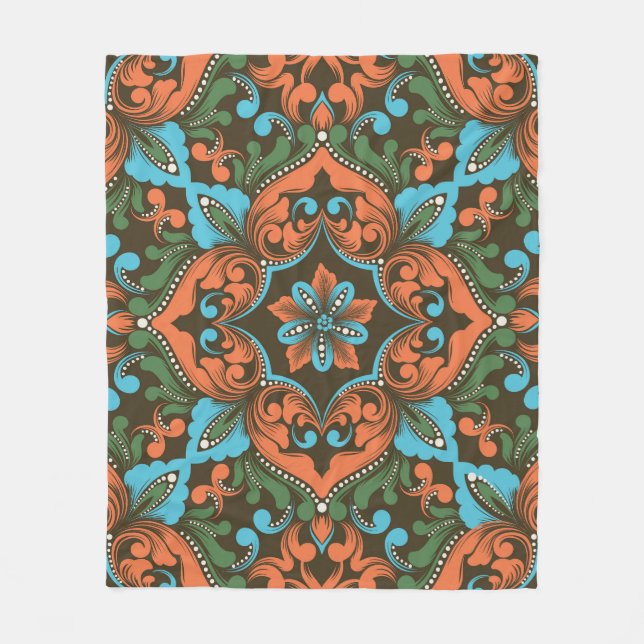 Couverture Polaire Belle motif sans couture de Damask fleurie (Devant)