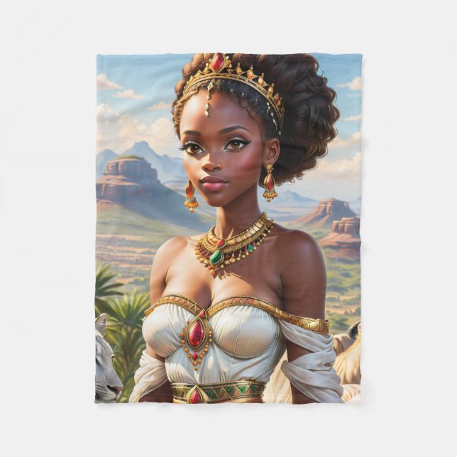 Couverture Polaire Belle princesse noire africaine (Devant)