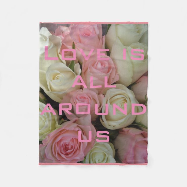 Couverture Polaire Belle rose Roses Blanches Fleece Love Blanket (Devant)