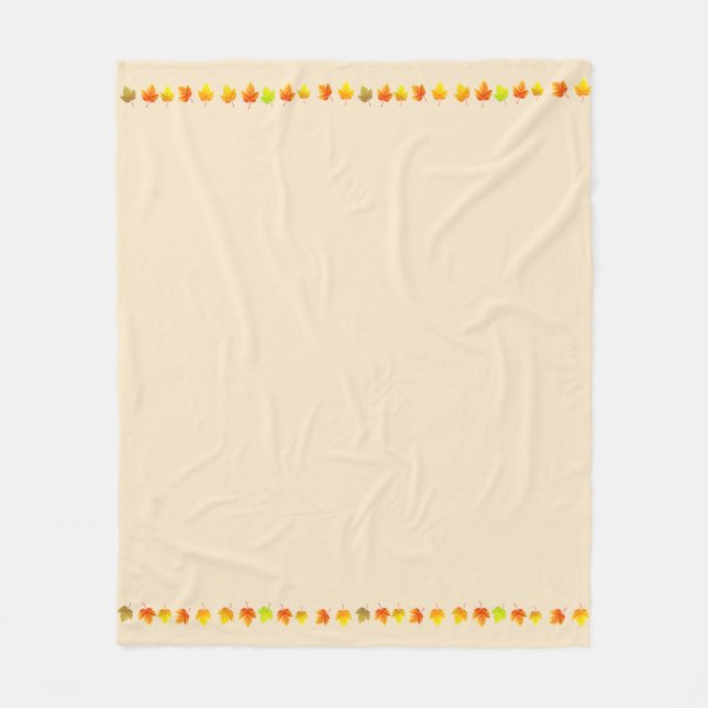 Couverture Polaire Belles feuilles d'automne sur fond beige clair (Devant)