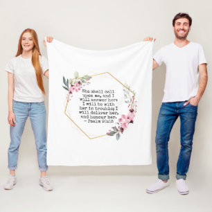 Couverture Polaire Belles fleurs Psaume 91 Blanche Toison