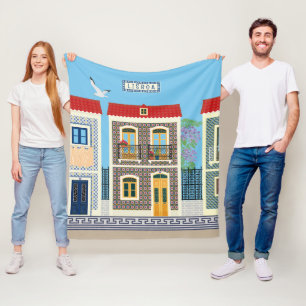 Couverture Polaire Belles maisons portugaises avec tuiles ou azulejos