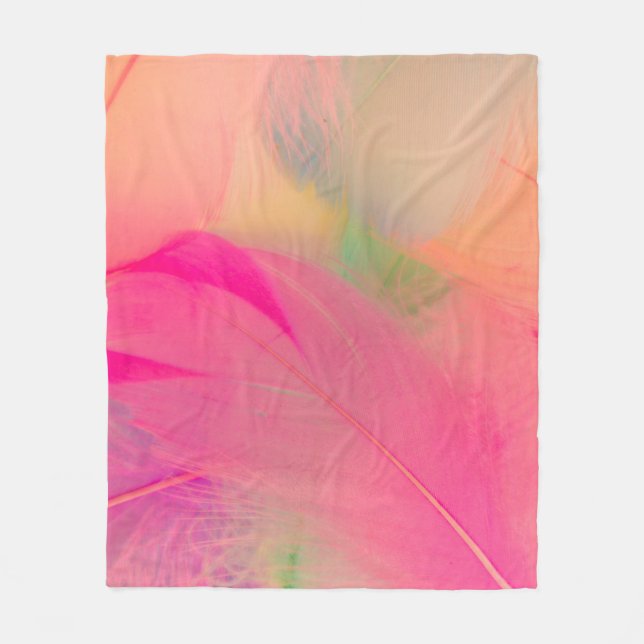 Couverture Polaire Belles plumes abstraites violettes et bleues sur l (Devant)