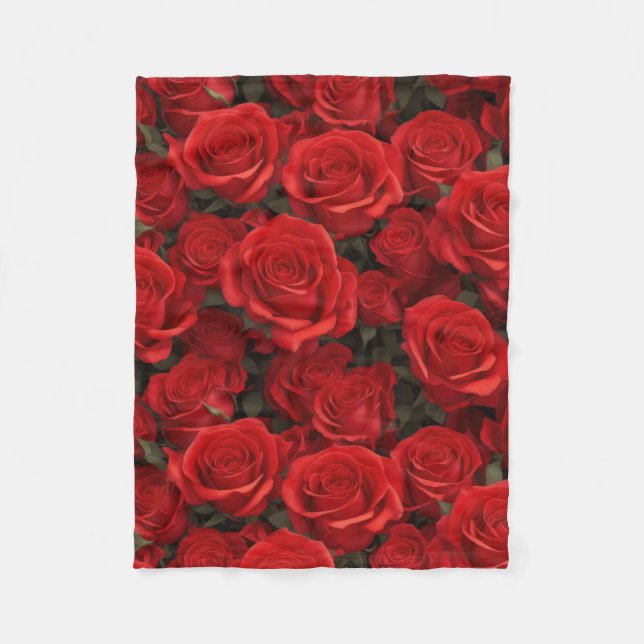 Couverture Polaire Belles Roses Rouges (Devant)