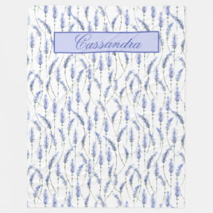Couverture Polaire Belles taches de lavande sur blanc - Monogrammé