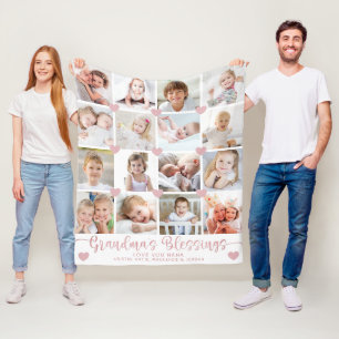 Couverture Polaire Bénédiction de grand-Noël 16 Photo Coeurs roses Bl