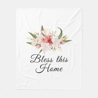 Couverture Polaire Bénissez Cette Maison Dessin Floral Aquarelle