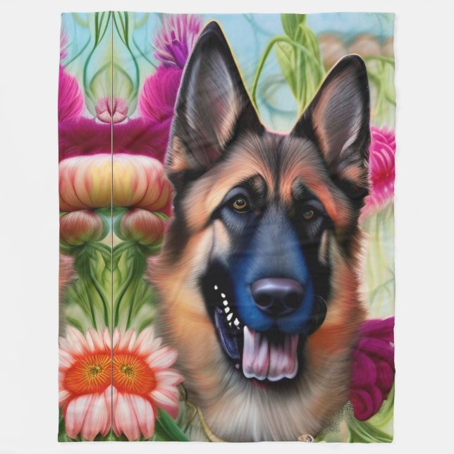 Couverture Polaire Berger allemand dans le jardin (Devant)