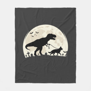 Couverture Polaire Berger Allemand Halloween Dinosaure Silhouette Lun
