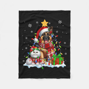 Couverture Polaire Berger Allemand père Noël Avec Feu De Noël Chat El