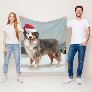 Couverture Polaire Berger Australien dans la neige de Noël