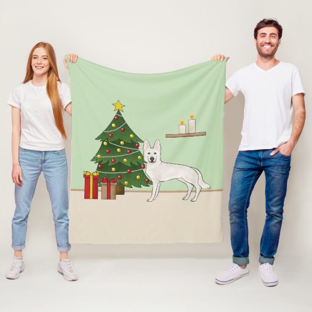 Couverture Polaire Berger Blanc Suisse Blanc GSD Sapin de Noël (En situation)